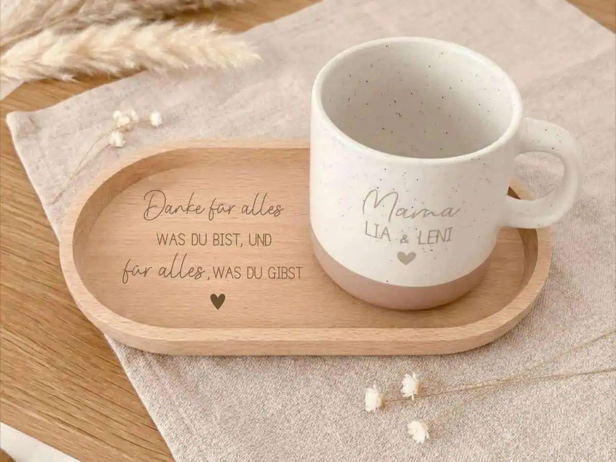 Muttertag Geschenk zum muttertag Tasse und Brett