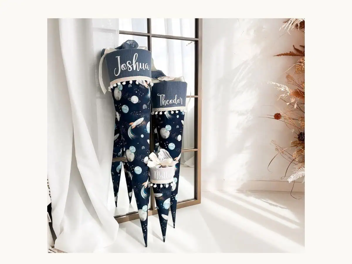 Schule Schultüte aus Stoff Geschenk zur Einschulung von Oma und Opa