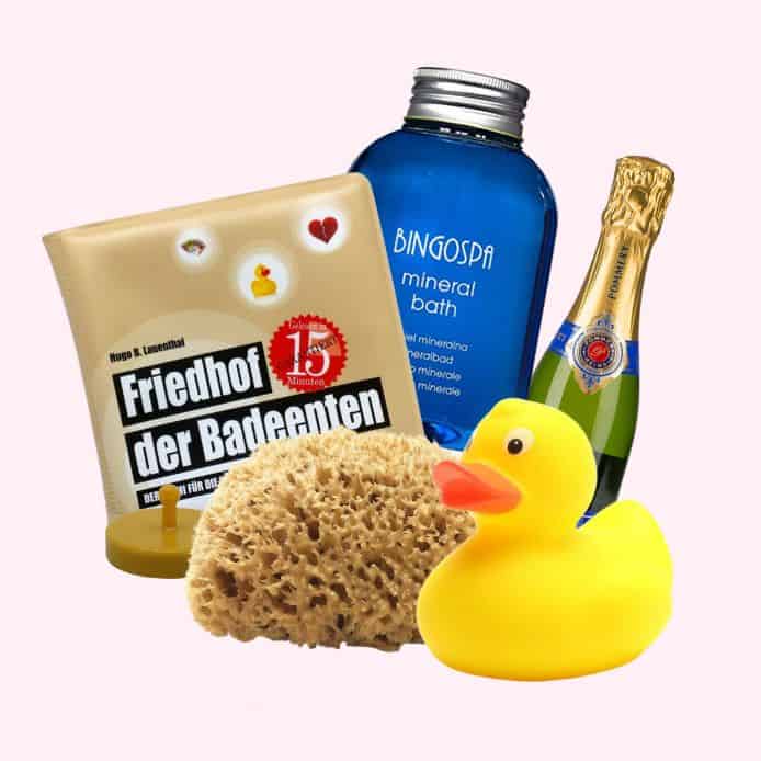 badeente champagner wannenbuch natruschwamm