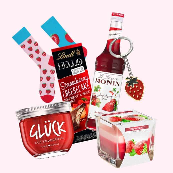 erdbeersocken erdbeermarmelade erdbeerkerze