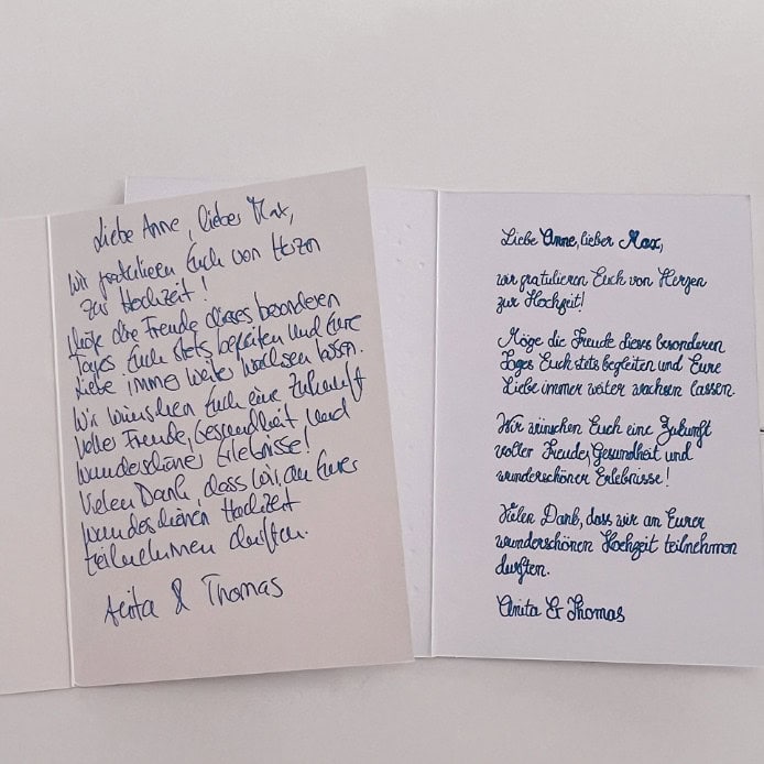 Hochzeitskarte beschriften 