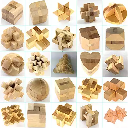 ZEIHAOWAN 25 Stück 3D Holzpuzzles Würfel-Gehirn-Puzzlespiele