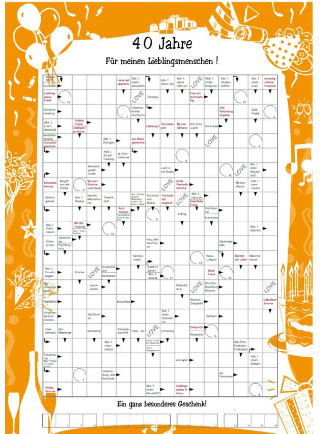 Geschenk Rätsel - Das persönliches Kreuzworträtsel und Sudoku!