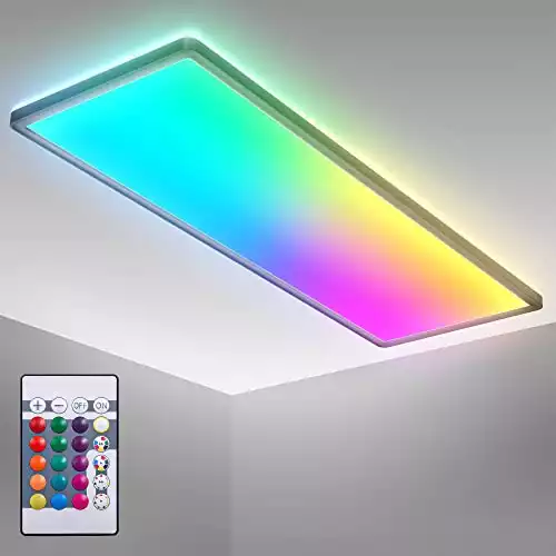 B.K.Licht - LED Deckenlampe mit indirektem Licht, Fernbedienung, buntes RGB+W Licht