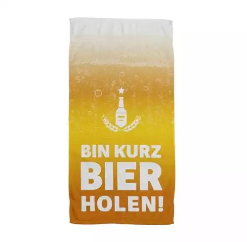 Handtuch & Strandtuch mit Spruch: Bin kurz Bier Holen (140x70cm)