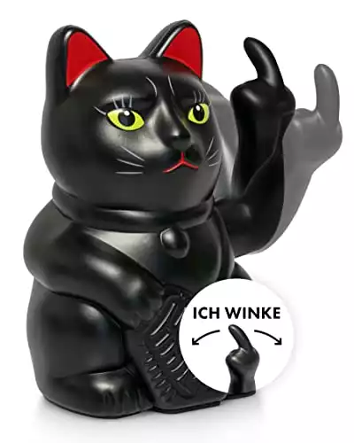 ANGRY CAT - Winkekatze Lucky CAT - Lustige winkende Katze - japanische Winkkatze mit Stinkefinger