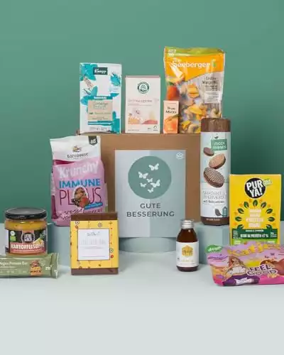 GUTE BESSERUNG BOX mit Snacks & vielen Aufmerksamkeiten zur Genesung | Vegan