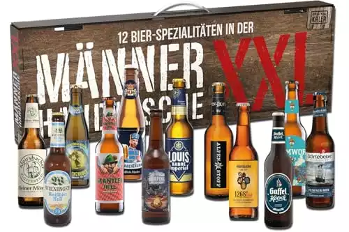 KALEA Männerhandtasche XXL l Bierset mit 12 x 0,33l Bierspezialitäten l Bier-Tasting zu Hause