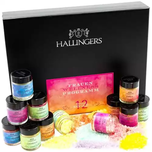 Hallingers Frauen-Wellness-Programm - 12er Badesalz-Geschenk-Set mit Totes Meer-Salzen