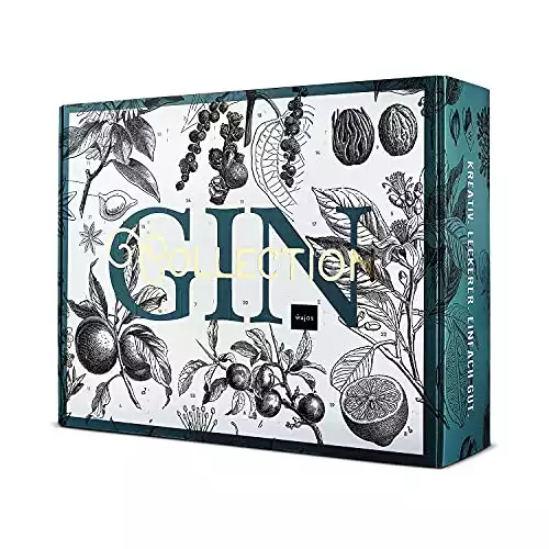 Gin Adventskalender von WAJOS | Cocktail & Gin Tonic Weihnachtskalender mit 24 Türchen voll mit Gin, Tonic Sirup & Likör