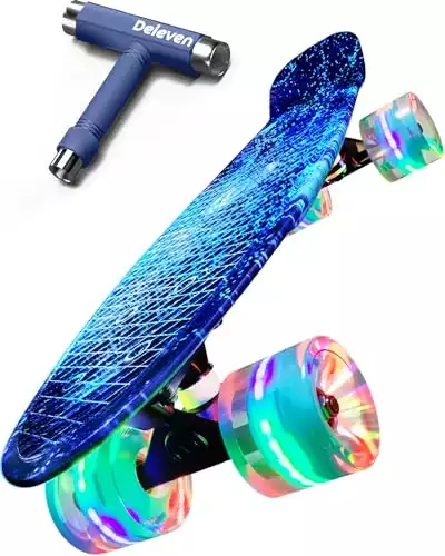 Deleven Skateboard mit LED Rollen - 56 cm