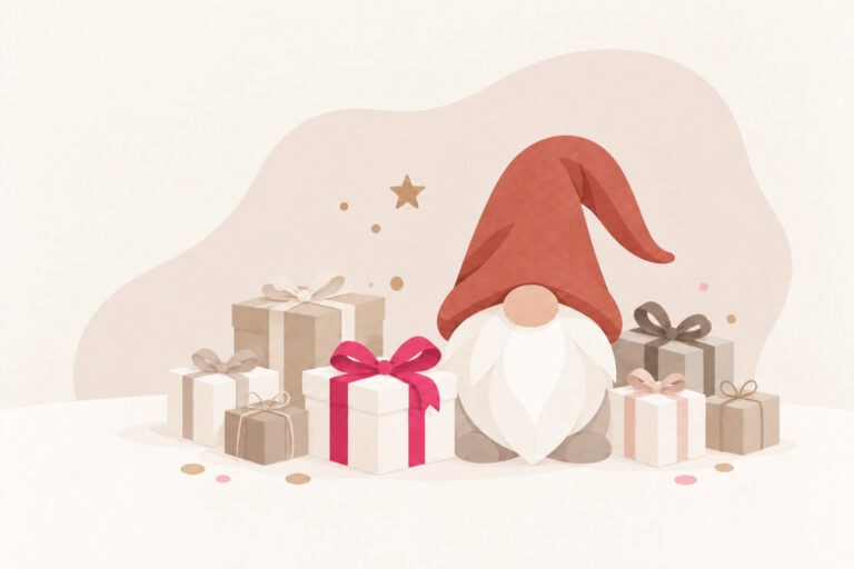 Illustration Wichtel mit vielen Geschenken