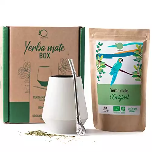 ORIGEENS MATE TEE SET mit Mate Becher, Bombilla, und BIO Yerba Mate Tee