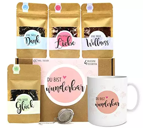 OWLBOOK Du bist wunderbar Tee Geschenk-Set mit 4 verschiedene Sorten