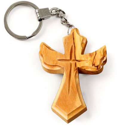 Schlüsselanhänger Kreuz in Engel-Form