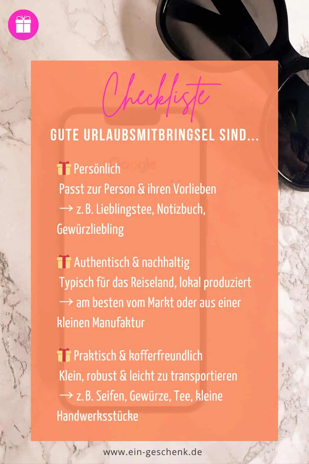 Urlaubsmitbringsel checkliste