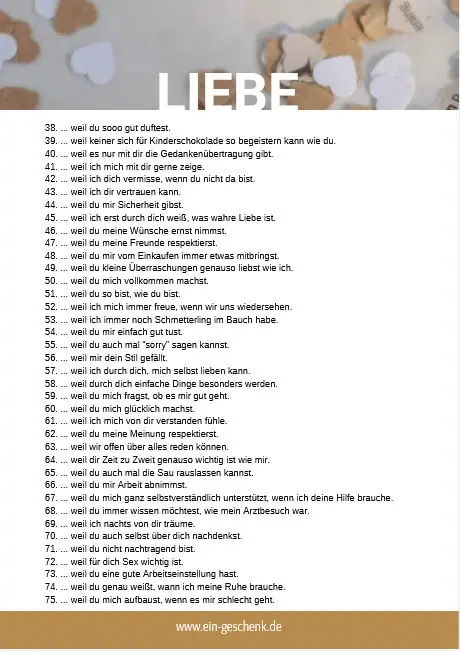Liste Liebeserklärung