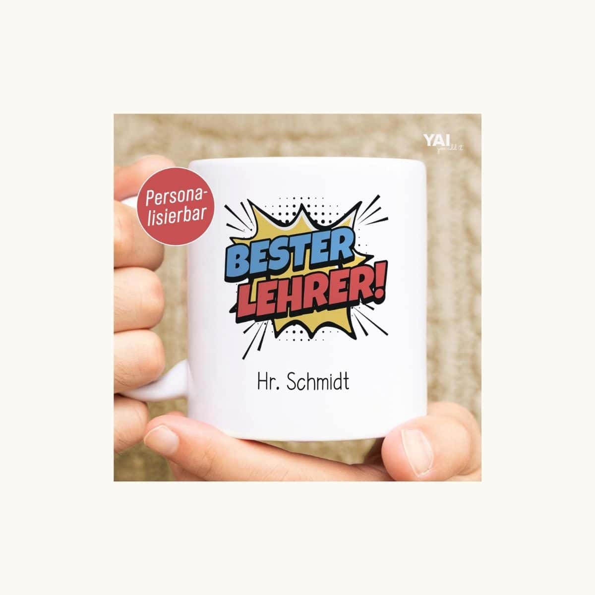 personalisierte Tasse für den Lehrer