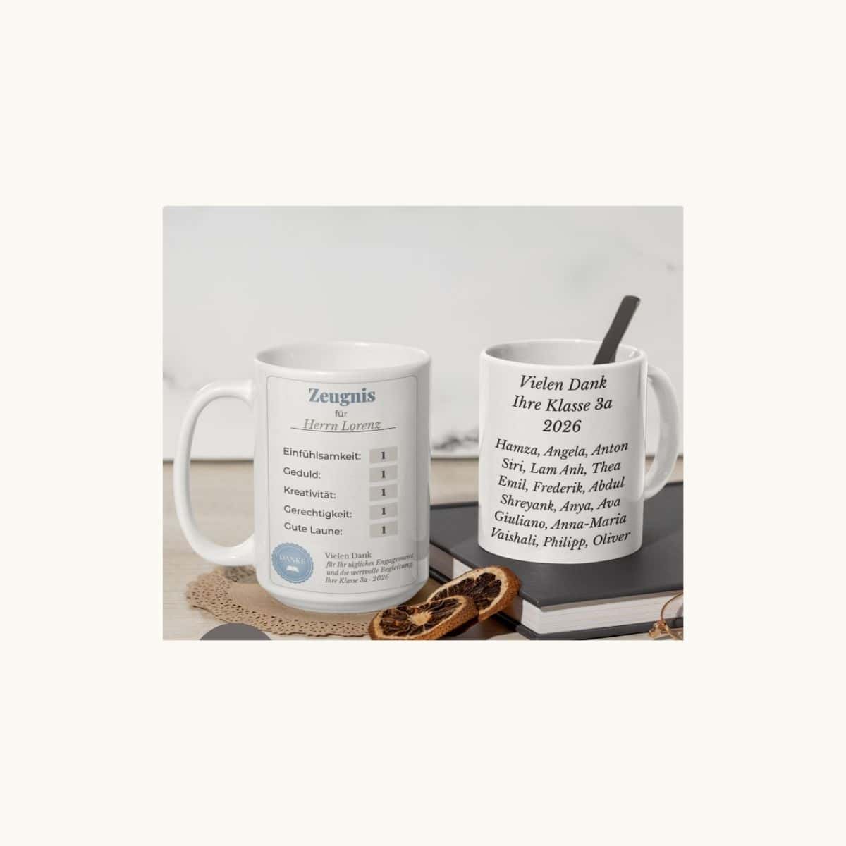 Abschiedsgeschenk für Lehrer personalisierte Tasse