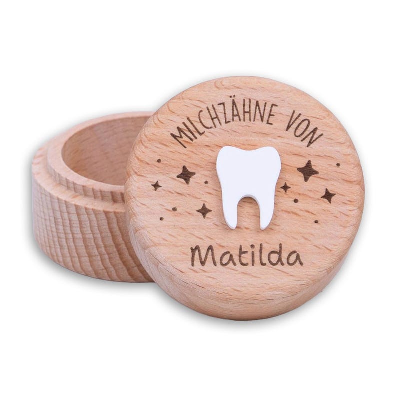 Holzdose Milchzähnchen personalisiert