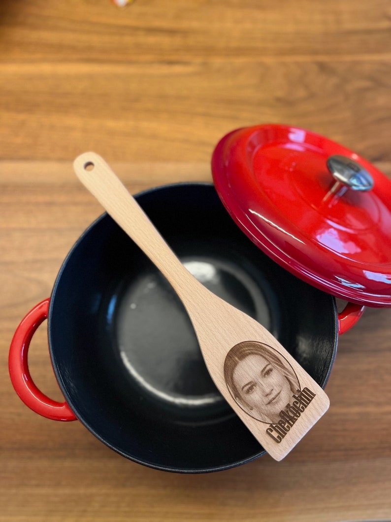 Personalisierter Holzkochlöffel mit Foto oder Schrift