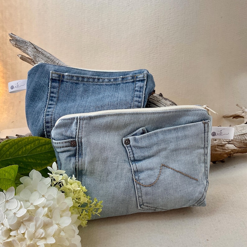 Personalisierte Jeans Kosmetiktasche