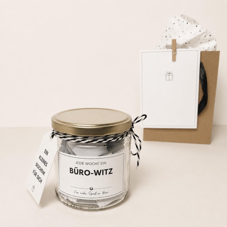 Büro-Witze im Glas