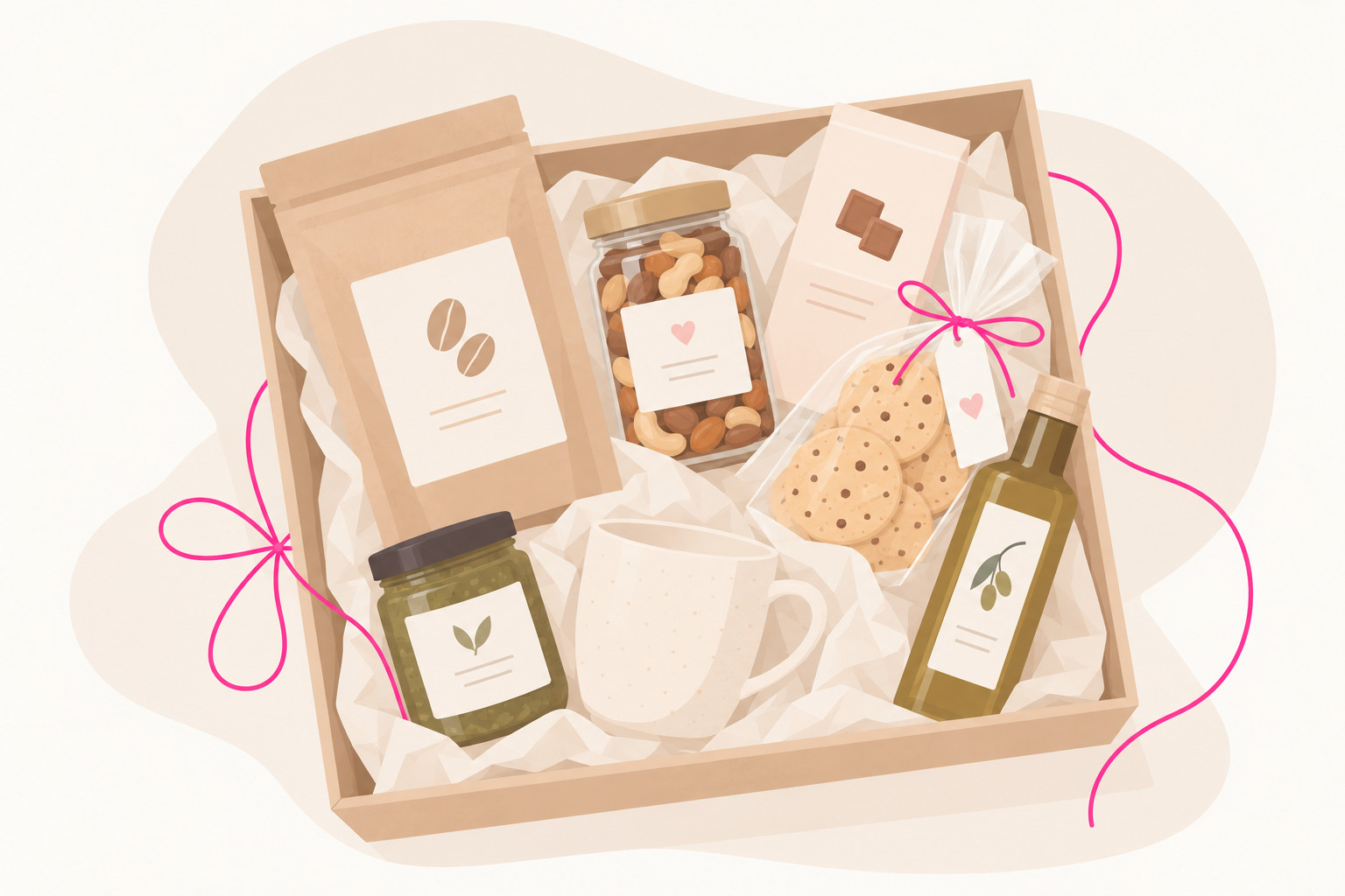Genuss-Geschenkbox mit Feinkost, Kaffee, Schokolade und kleinen Spezialitäten