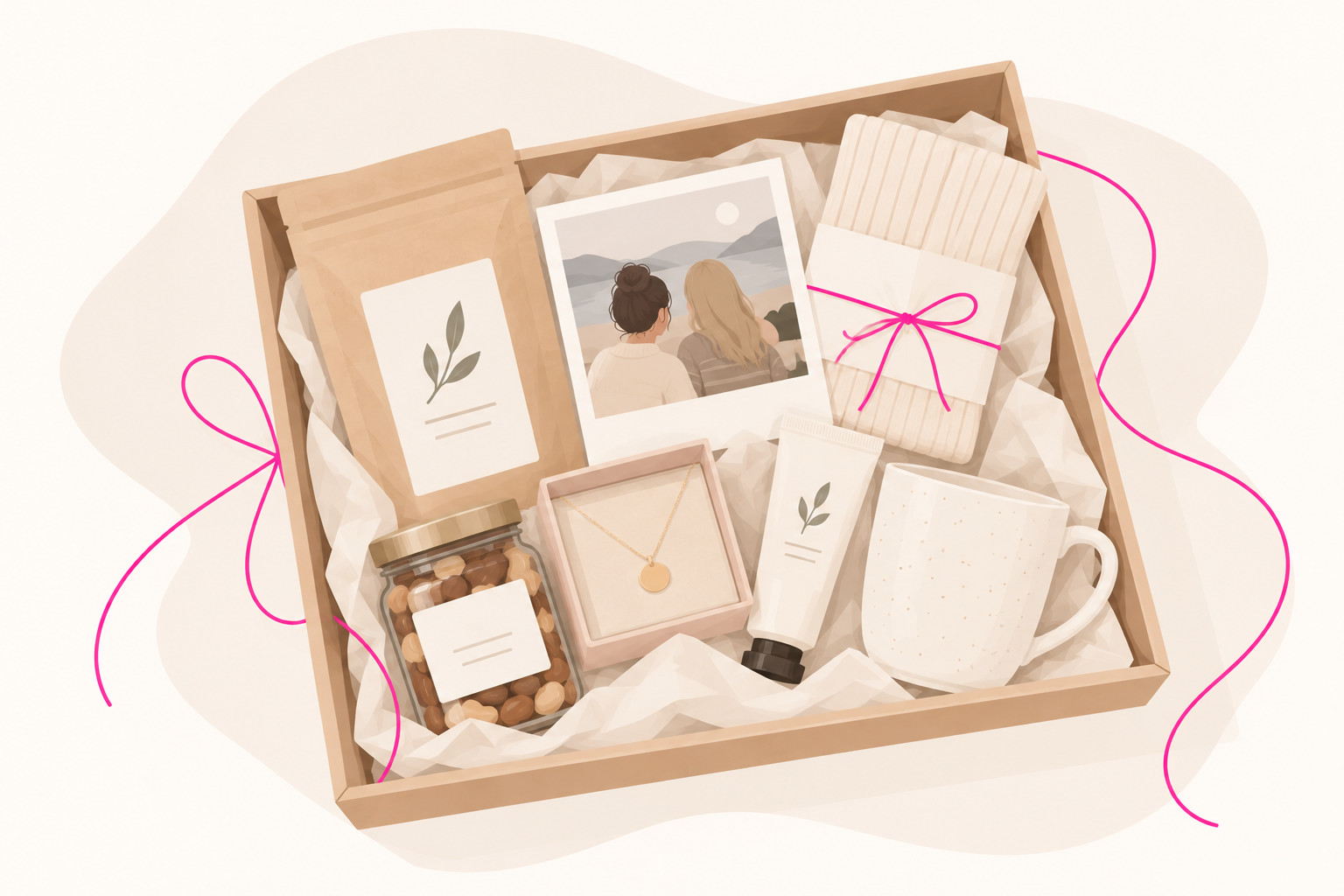 Freundschafts-Geschenkbox mit Foto, Schmuck, Süßigkeiten und persönlicher Karte